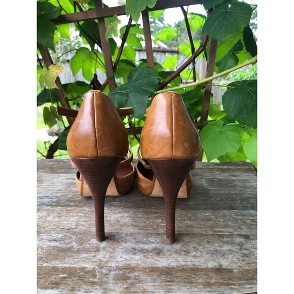 MAX STUDIO Hidden Platform Leather Brown Mary Janes Heels Sz 9.5 M - Picture 4 of 9